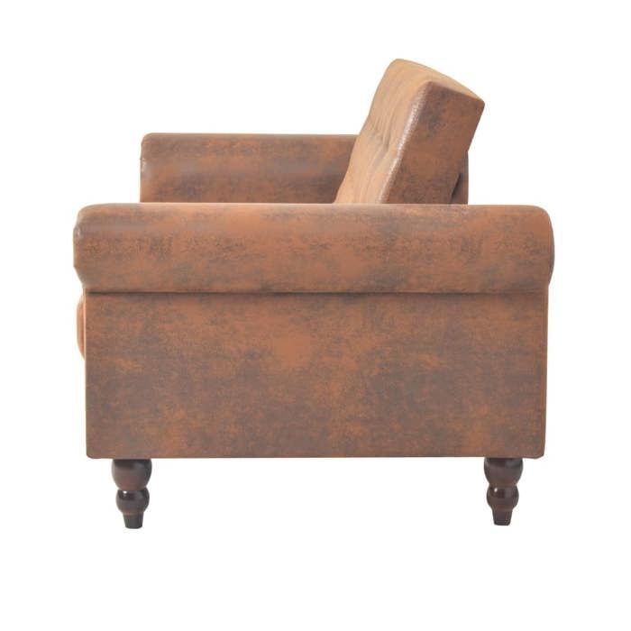 VidaXL Canapé à 2 places convertible accoudoir daim synthétique marron 245584