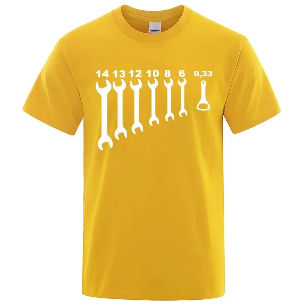 Summer Men's T-Shirt Vintage Screw Wrench Opener Mechanic Printed T-shirt Streetwear Cotton Oversized Tee Shirt Men Clothes