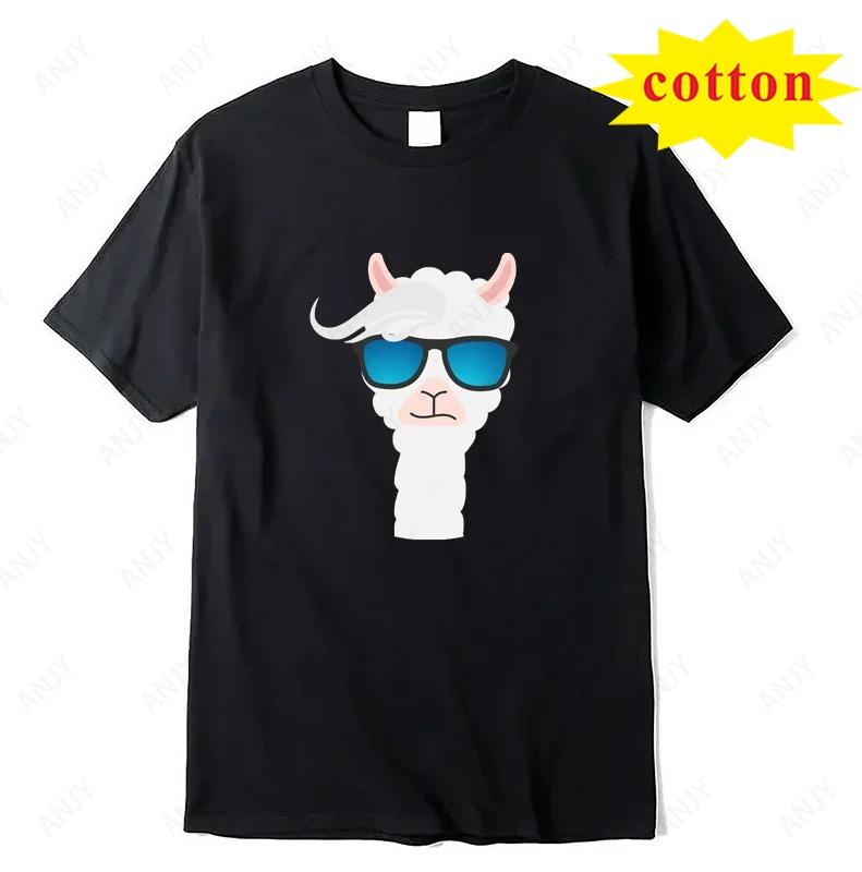 Interesting Novel Alpaca Cartoon Print Pattern Hip Hop Cool Street Wear Fashion Casual Summer Unisex Unisex Universal Tshirt