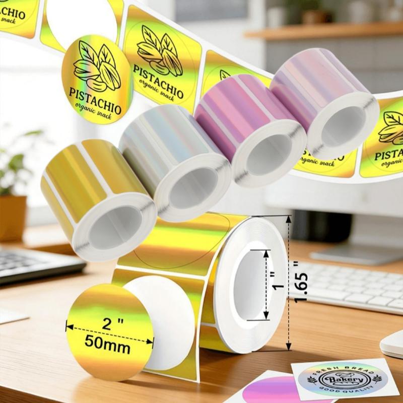 1 Roll Laser-Color Silver/Matte Silver Labels Thermal Transfer Printing Paper Round Square Sticker For M110 Printer For Phomemo