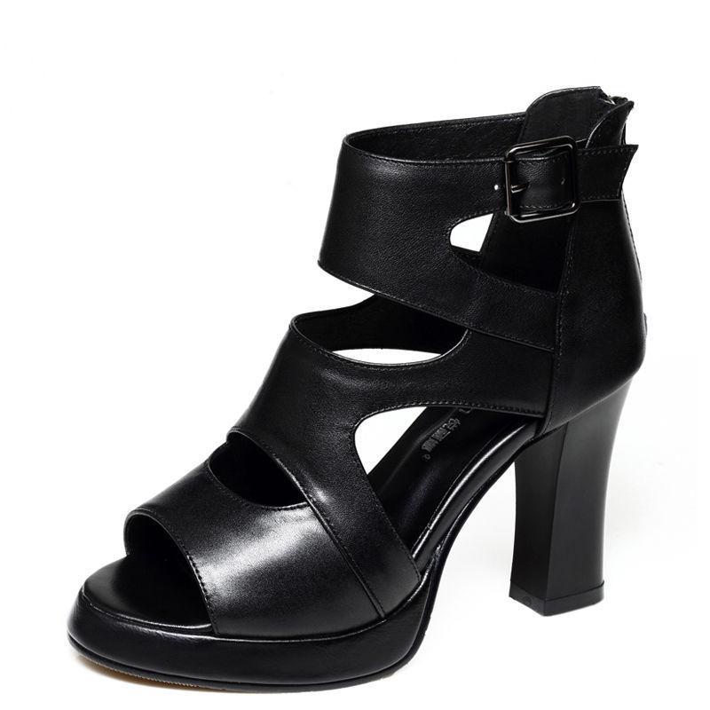 Thick Heel Platform Platform High Heel Sandals Summer New Openwork Fish Mouth Roman Shoes Women's Sandals