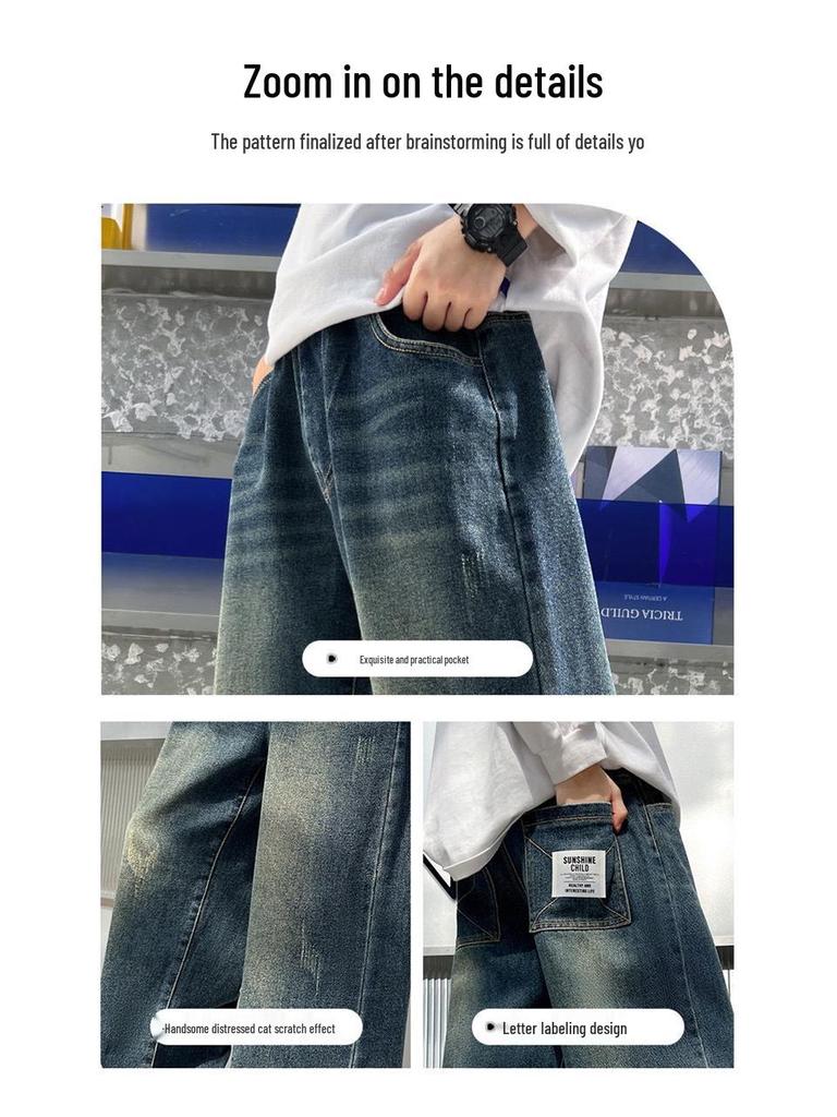 Boys' Spring and Autumn Jeans - 2025 New Stylish Straight-Leg Casual Pants