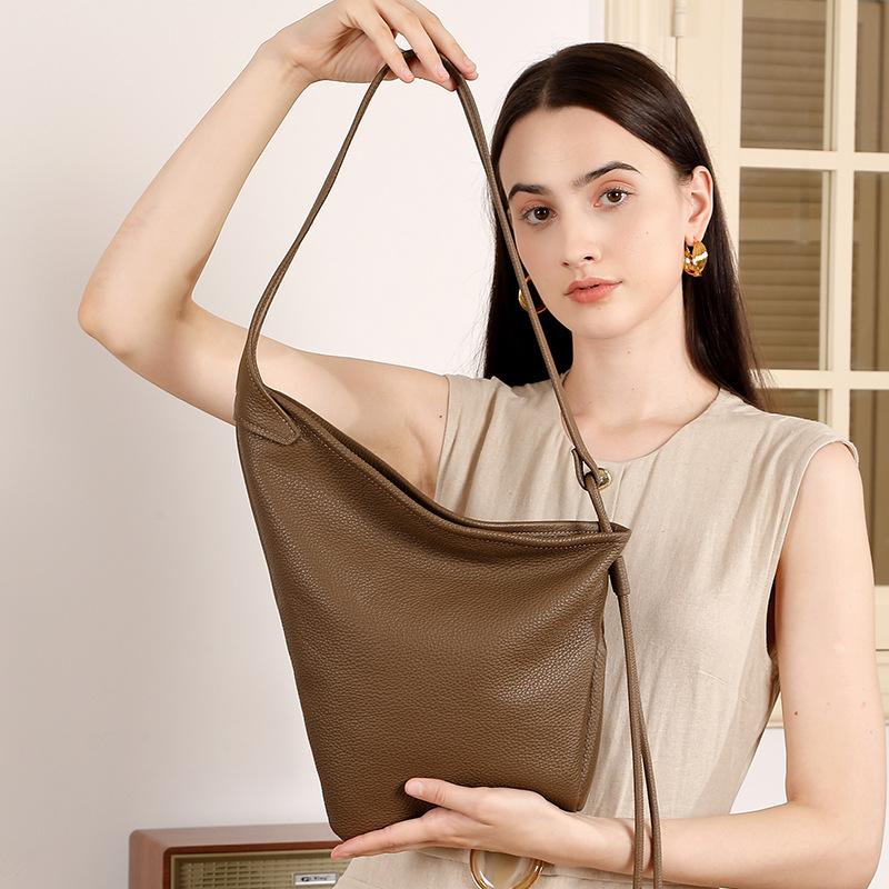 Genuine Leather Dumpling Bag Minimalist Knot Croissant Bag Single-shoulder Crossbody Bag for Women