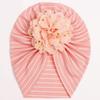 European & American Striped Baby Baotou Hat with Gold Flower - Thin, Protective for Girls