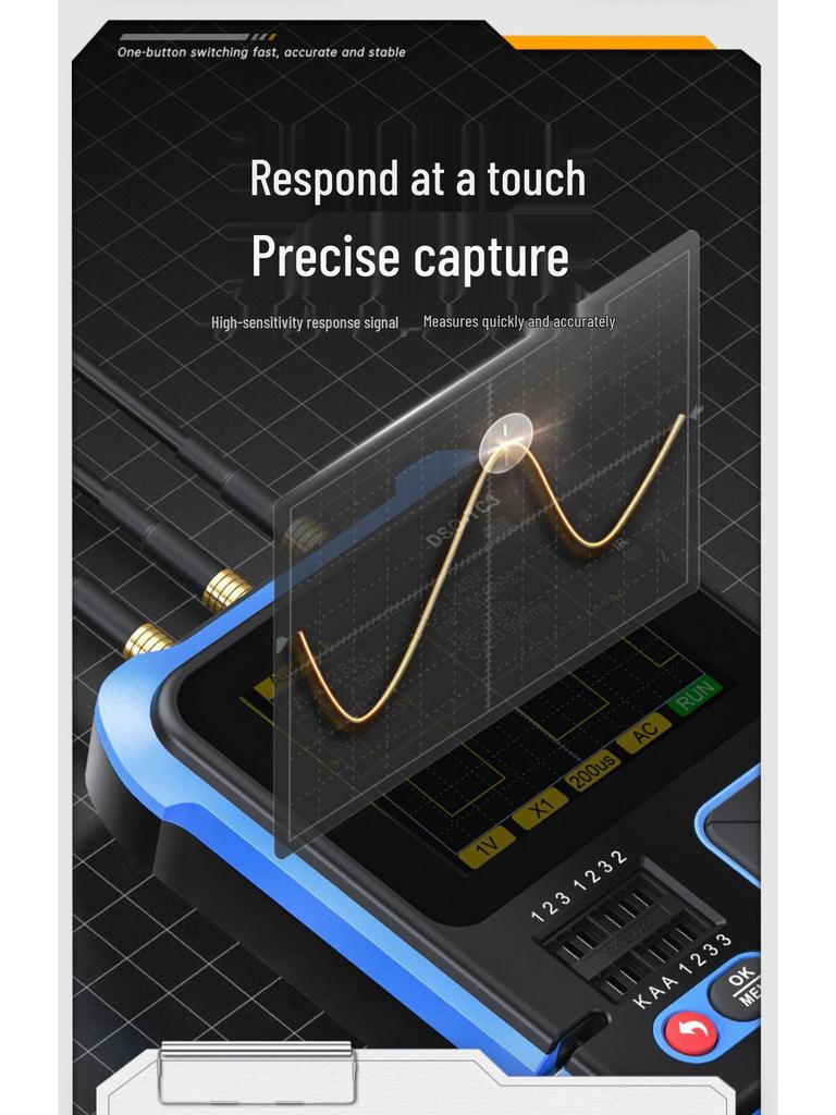 Tragbares 3-in-1 Digitaloszilloskop & Transistortester mit Signalgenerator
