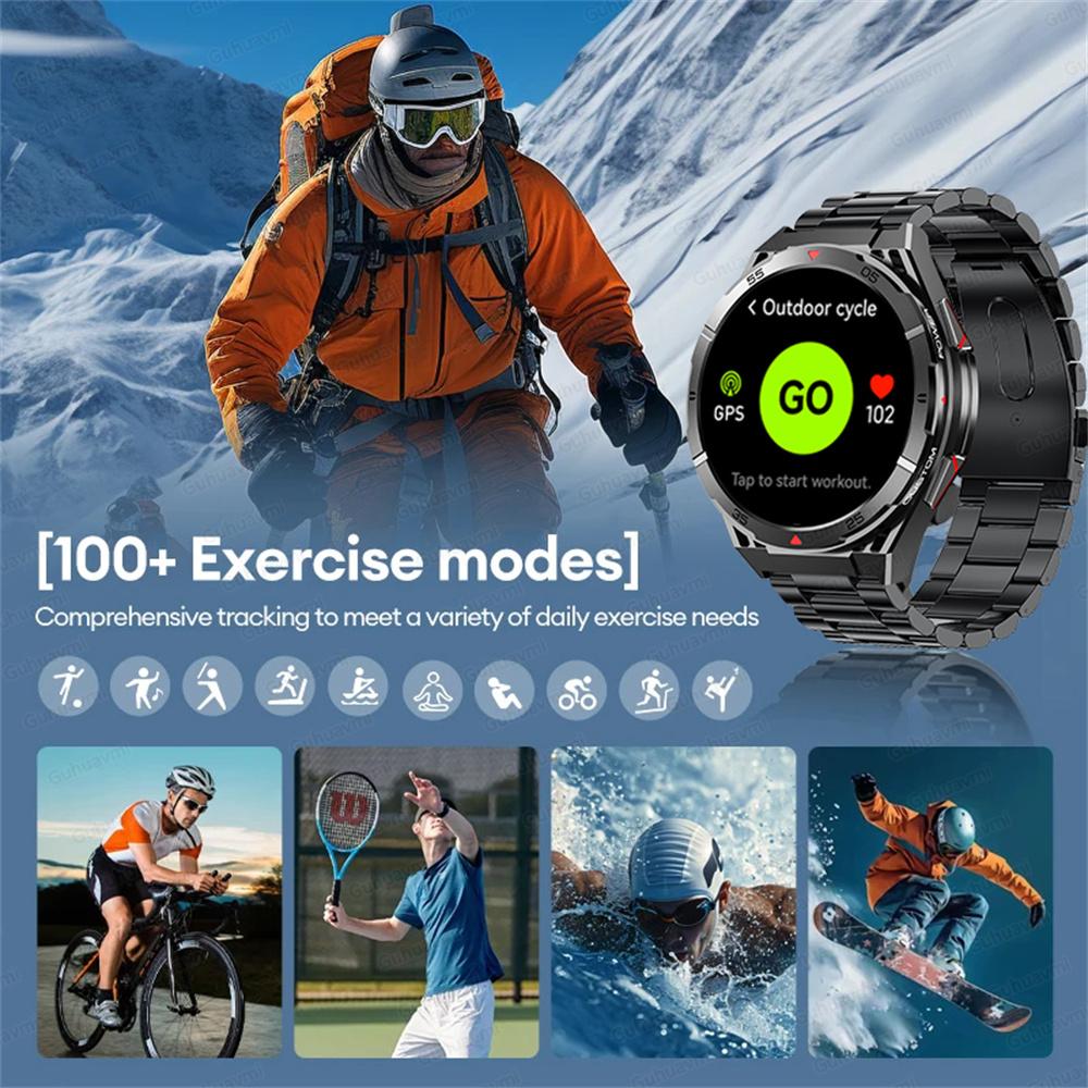 2025 New GPS Smart Watch Men Bluetooth Call 100+Sport GPS Track Watches Voice Assistant Waterproof Smartwatch For Android IOS