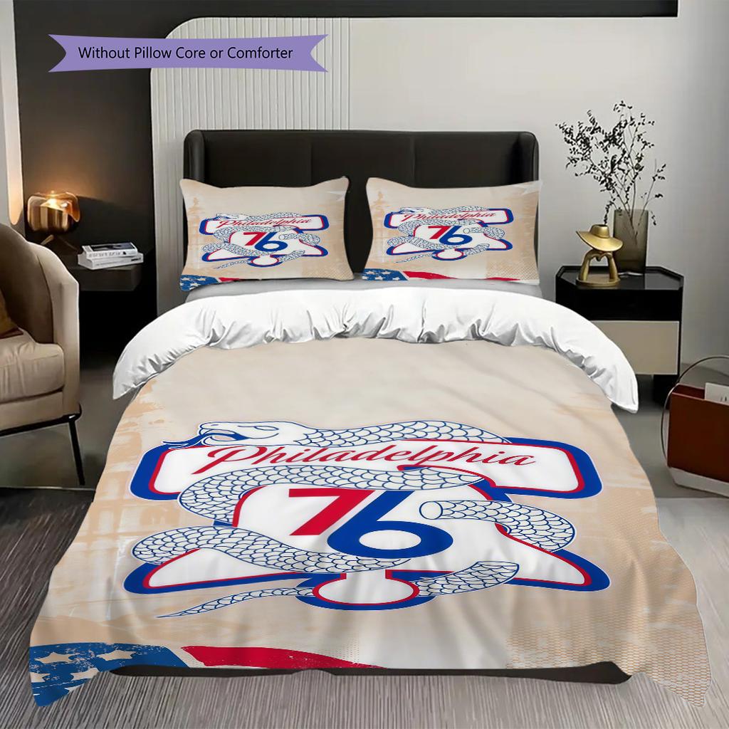 Philadelphia Ers Basketball Spirit Bedding(1 * Duvet Cover + 2 * Pillowcase, Without core)Christmas Birthday Gift Soft and Comfortable