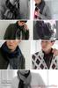 Vita Natur Reversible 185cm X Check Pattern Cashmere-Wool Scarf, 95% Wool, 5% Cashmere, Men's, 30cm, (Gray)