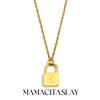 MamacitaSlay 316L Stainless Steel Ancient Letters Engaged Lock Pendant Necklace 18K Gold Plated Waterproof Neck Jewelry Gift