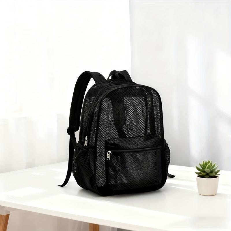 Women's Fashion Backpack Lightweight Travel Dual Shoulder Backpack Simple Sports Solid Color Mesh Backpack Large Capacity Net Bag Portable for Women