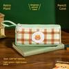 Vintage Plaid Animal Pattern Pencil Case With Large Capacity For Students And Office Use