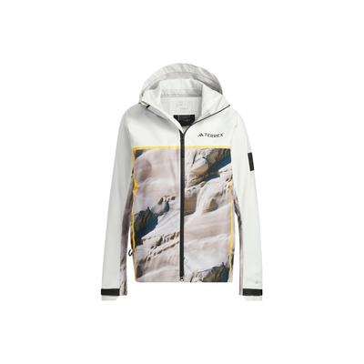 X Landscape Print Zip Long Sleeve Waterproof Jacket Women Jacket Han-Jade-White IC1991