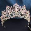 Royal Queen Opal Green Crown Big Diadem Bride Crowns for Women Tiaras Wedding Party Bridal Crown Hair Dress Jewelry Accessori