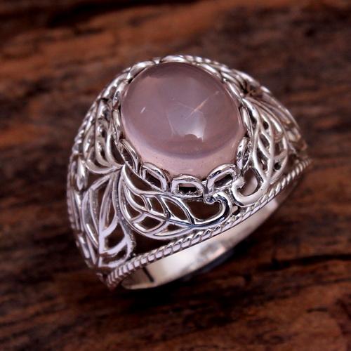 Rose Quartz Ring, Gemstone Jewelry, Statement Jewelry,Handmade Jewelry, Silver Ring
