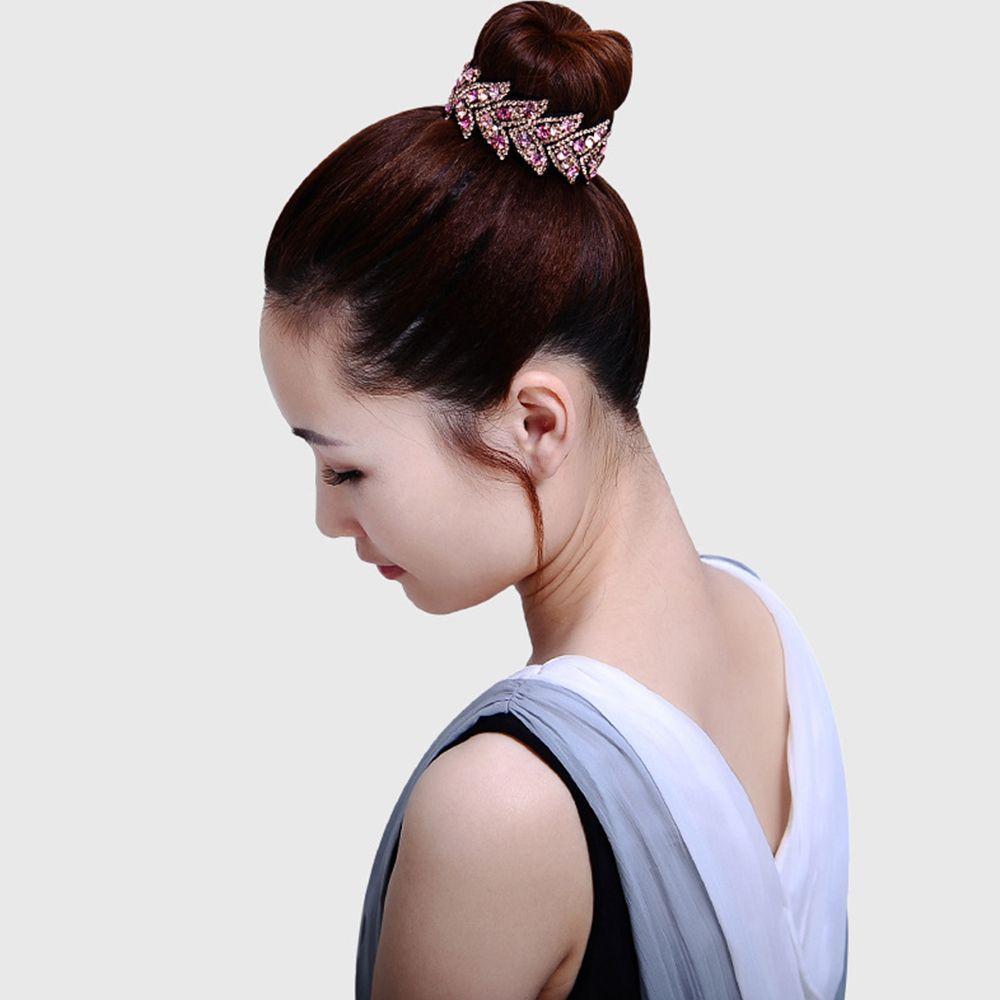 Rhinestone Women Hair Accessories Floral Leaves Hair Claw Bird Nest Twist Clip Bun Maker Headwear
