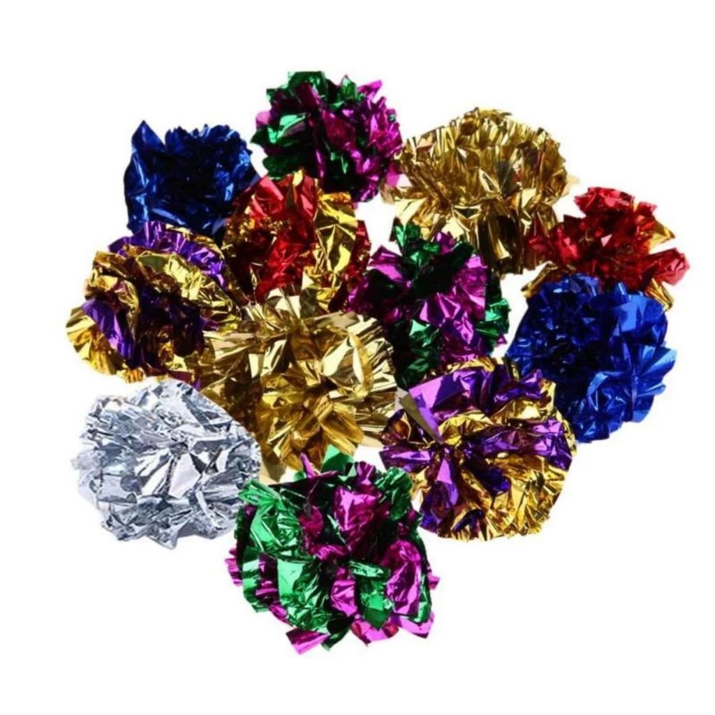 12er Pack Knisterpapierball Katzenspielzeug Lustiger Katzengeräusch-Papierball Alufolie Geräusch Lustiger Katzenball Feiertagsdekoration Ball