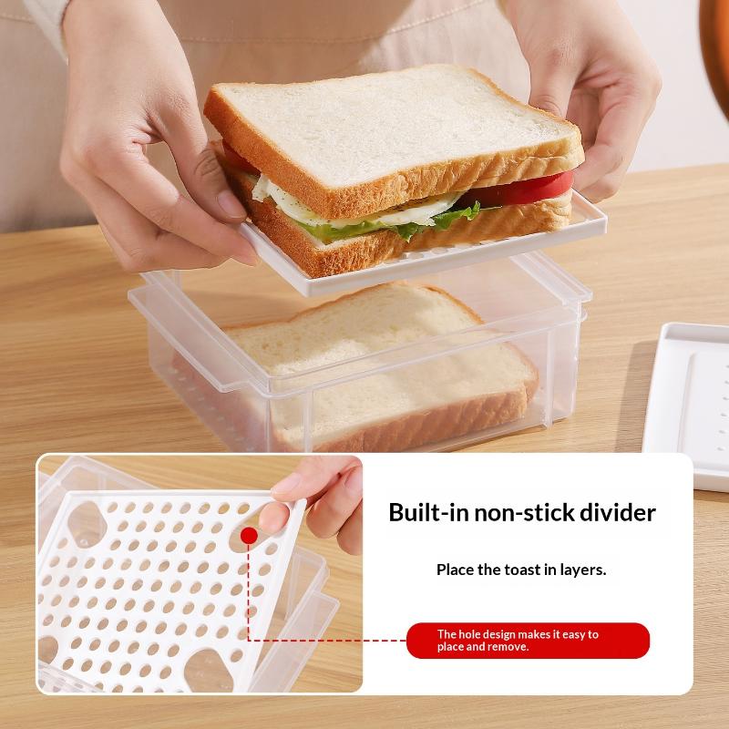 1Pcs Sed Bread Storage Box Toast Refrigerator Freezer French Preservation Container Food Storage Covered Partition Box
