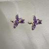 1 pair Temperament Enamel Iris Earrings Luxury Metal Flower Ear Studs  Daily