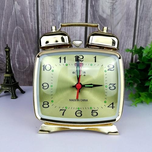 Metal Gold Desk Clock Mechanical Alarm Clock Vintage Bedside Table Clocks Silent Watch Antique Chick Pecking Rice Gift Ideas
