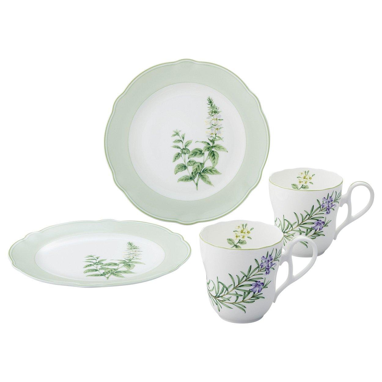 

Noritake Mug Plate 375cc 22cm English Herbs Microwave Safe 2 pieces 2 pieces Bone China & (Pair Set) Mug Plate Mug Plate M9715/4942
