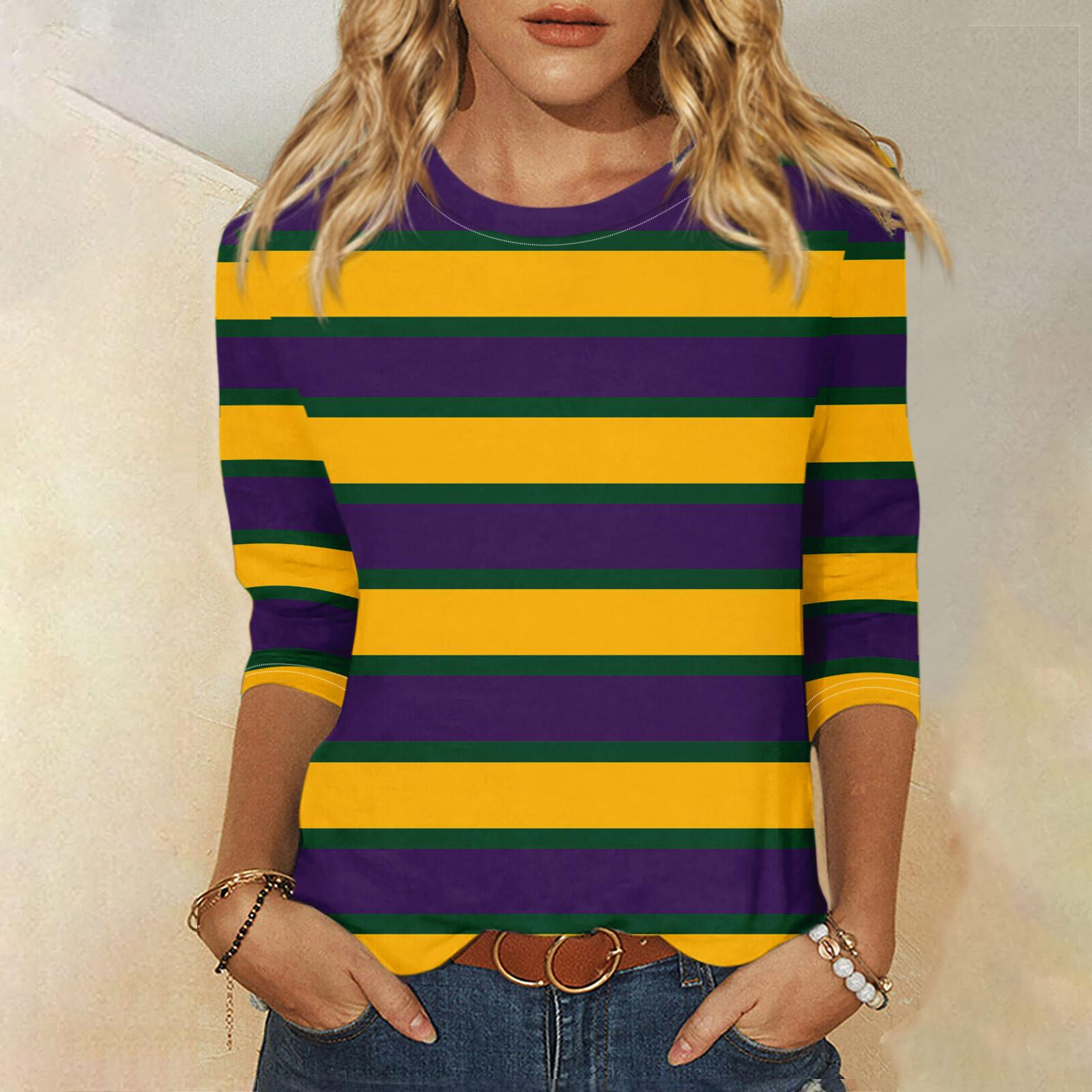 

Женская мода повседневная футболка с круглым вырезом и рукавом 3/4 свободная с принтом женская футболка XL жёлтый