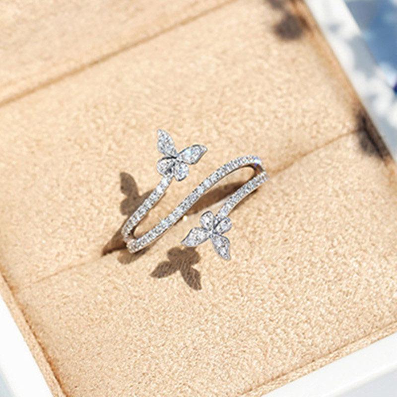 Small Fresh And Light Luxury Ring For Women, High-End Butterfly Personalized Index Finger Ring, Three-Layer Closed Female Ring.