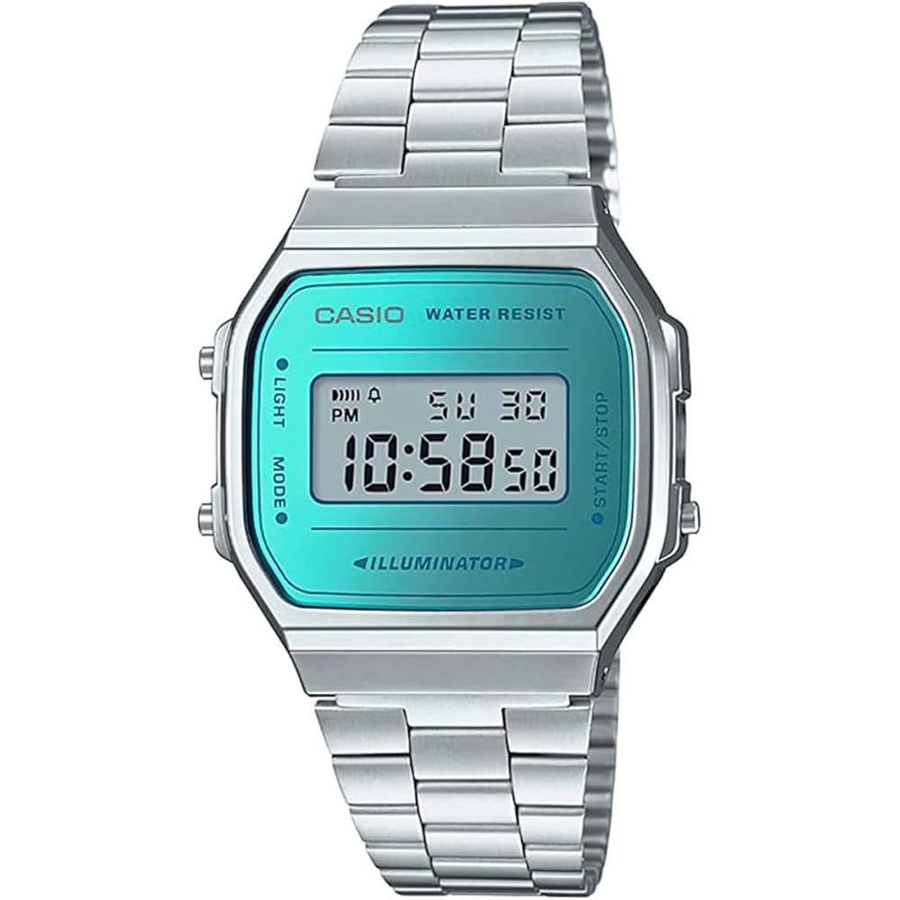 Casio A168WEM-2 Digital Watch Silver Blue Standard Unisex Kids