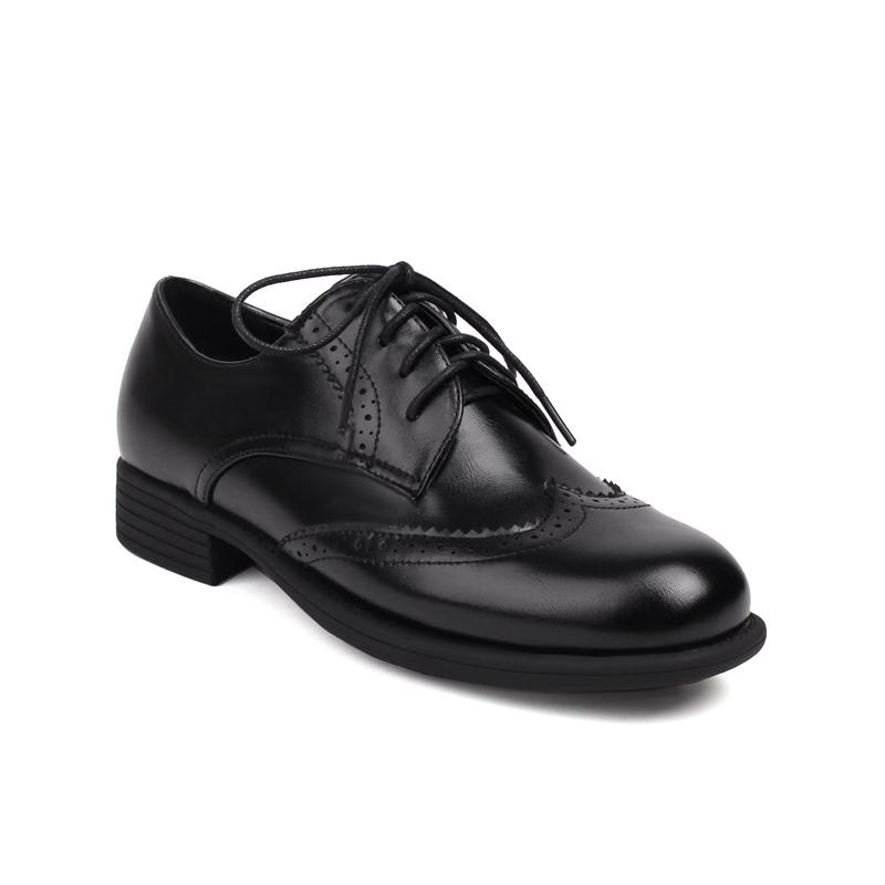 Oxfords Shoes for Women Cross Tied Lace Up Round Toe Black Nude Vintage Brogue Derby Shoes Female Spring Flats Chaussure Femme