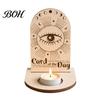 Gift for Housewarming Wooden Tarot Card Holder Stand, of The Day Candle Tealight Holder, Moon Small Wood Stand Candles Sun Star Pattern Altar Display