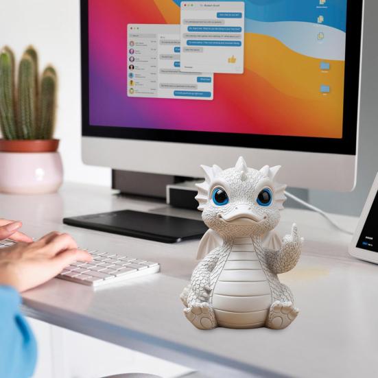 Dragon Duck Figurine Middle Finger Dragon Statue Desk Buddy Sassy Flip-off Duck Dragon Prank Gift