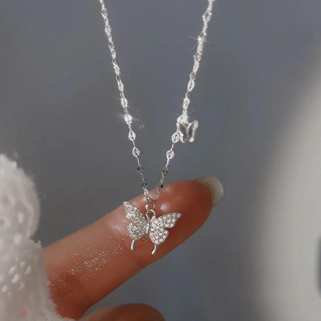 New Fashion Butterfly Necklace for Little Women Luxury Qixi Valentine's Day Gift for Girlfriend