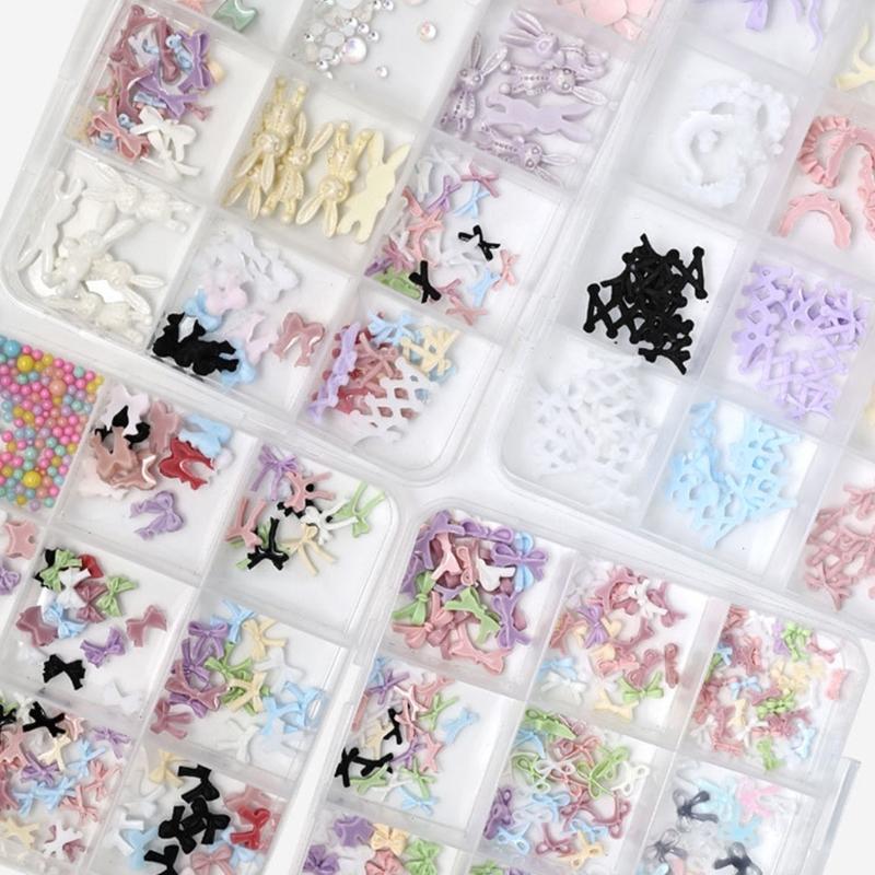 Colorful Nail Accessories Resin Nail Rhinestones for Manicure DIY Crafts Jewelry Bows Butterfly Heart Nail Art Charms
