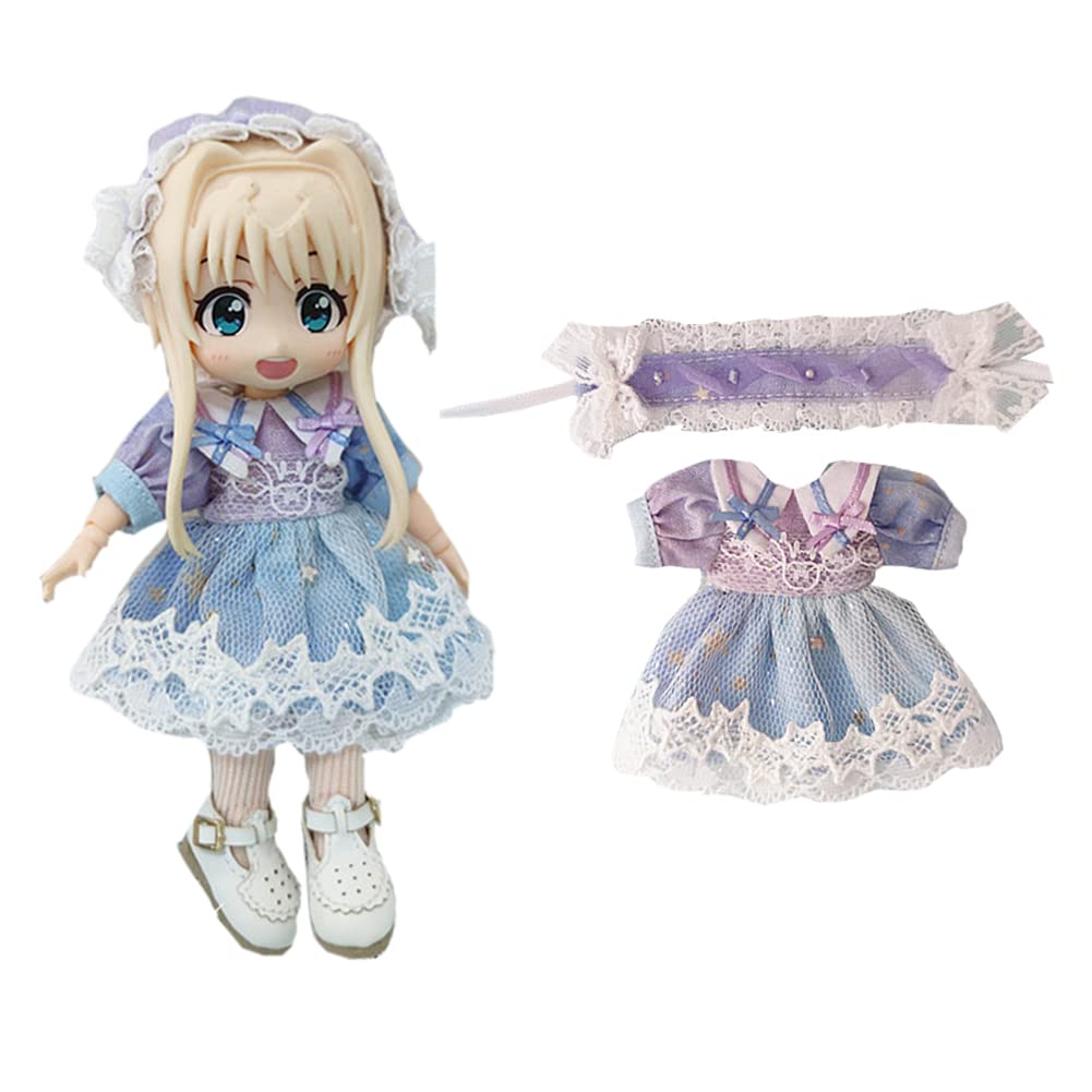 rakulifey Obitsu 11 Clothes Dress OB11 Size Outfit Set Clothes 1/12 Doll Clothes Hair Accessory Obitsu Doll Clothes 2-Piece Set