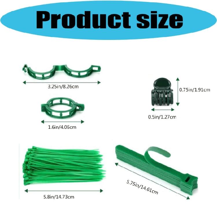 Plant Training Clip and Tie Set with Hook-and-Loop Bands, Plastic and Nylon Securing Pieces for Indoor Pot Care, Balcony Garden Care and Climbing