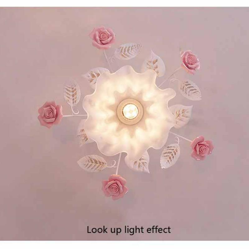 Japanese Pastoral Ceiling Lights Rose Wrought Iron Flower Lamp Porch Aisle Mount Ceiling Lamps Kitchen Home Lighting 110-265V