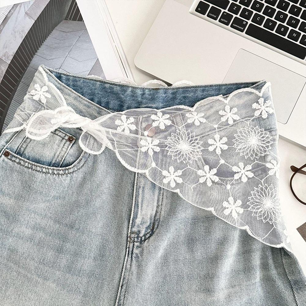 Embroidered Lace Triangle Headscarf Hollow-out White Hair Bandana Woven Floral Pastoral Style Butt Curtain Skirt