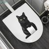 Funny Black Cat Toilet Sticker Humorous Bathroom Decal with Toilet Paper Design Self-Adhesive,