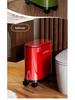Red Oval Press-Type Trash Can with Lid for Bathroom and Living Room
