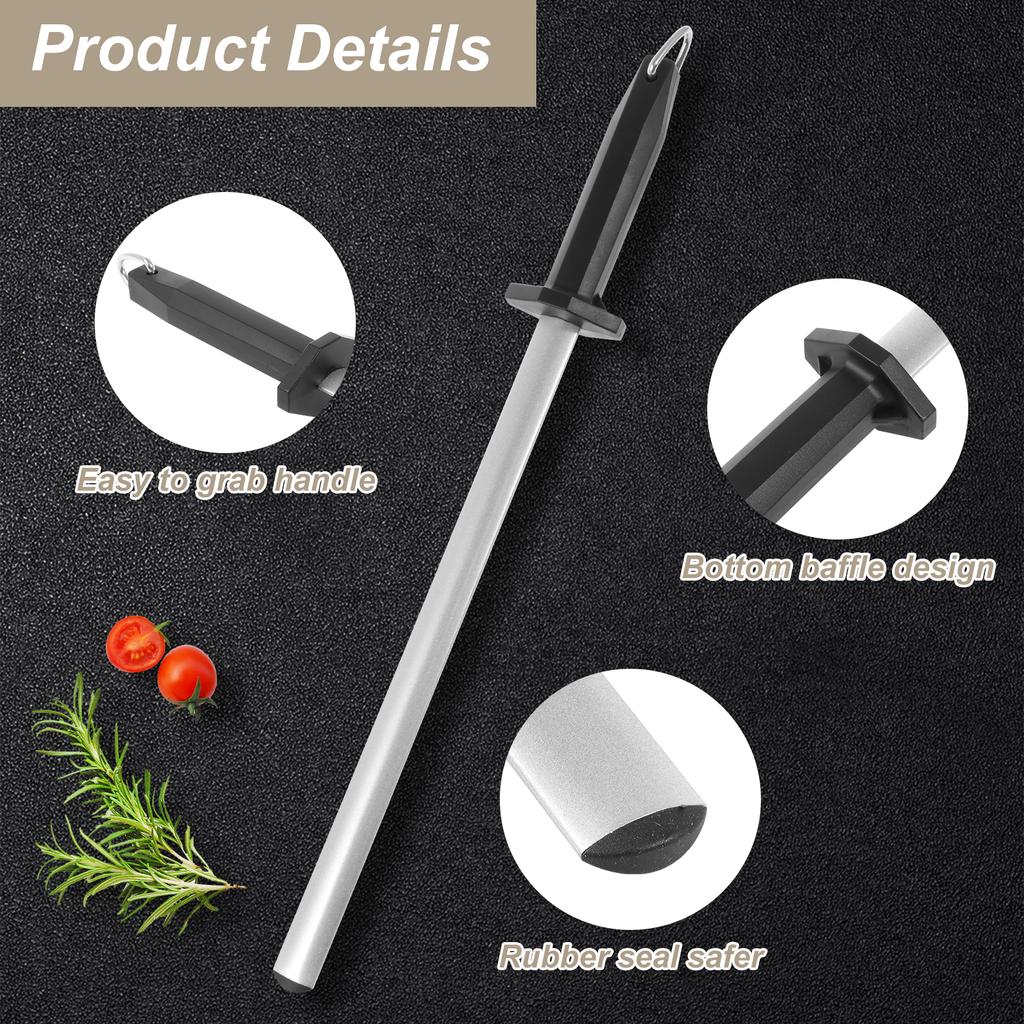 Schärfstab Professionelles Kohlenstoffstahlmesser Langlebiger Messerschleifer mit ABS-Griff Schärfklinge Stab Messer Küchenwerkzeug