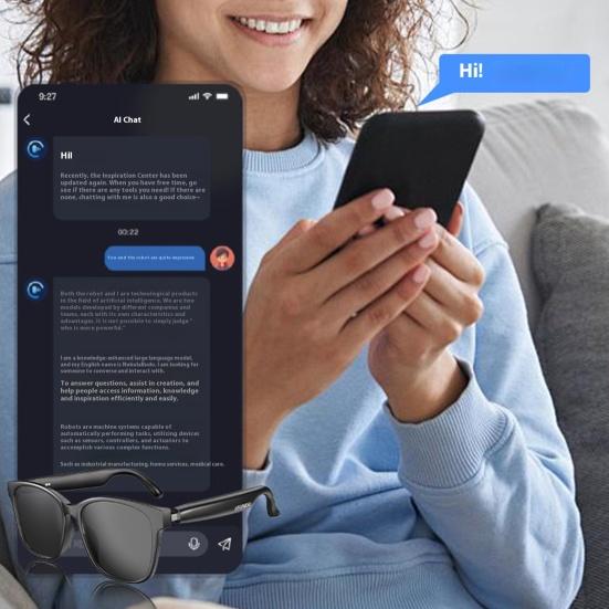 Chytré brýle s umělou inteligencí Dobíjecí Kompatibilní s Bluetooth Brýle pro překlad 144 jazyků Multifunkční chytré brýle