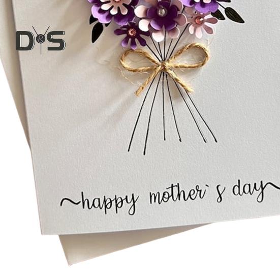 3D Pop Up Happy Mother's Day Card Artificial Flower Greeting Card with Envelope And Insert for Mom Grandma Wife Daughter