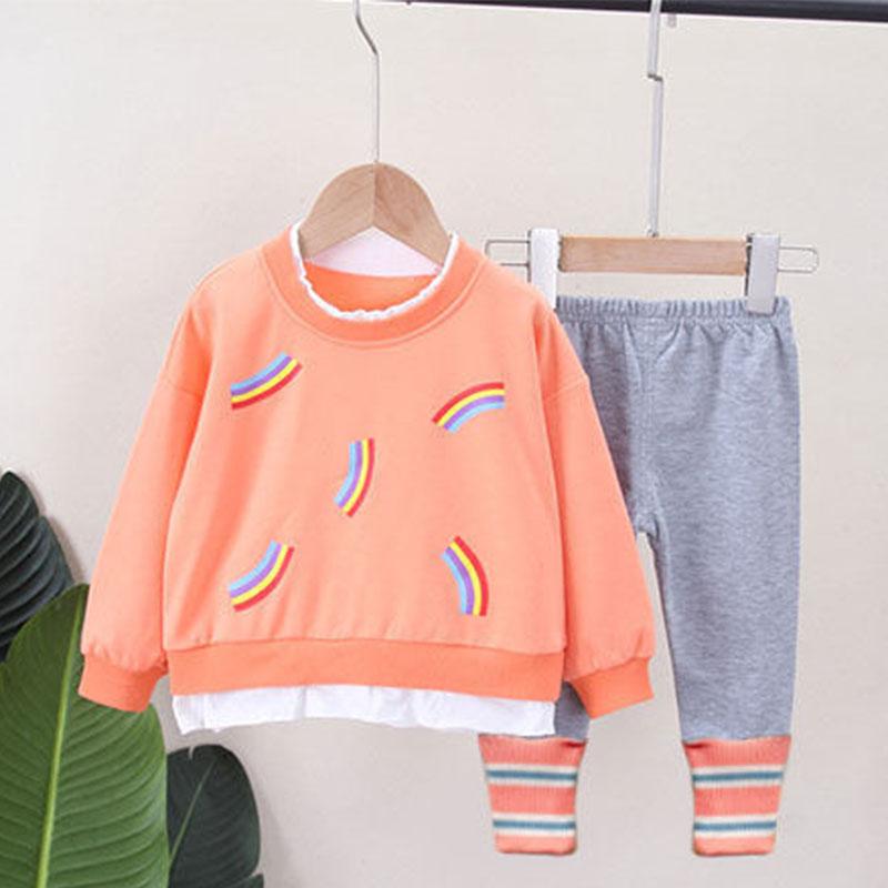 Baby Girl Spring Children's Clothing 0-4 Years Old Two-piece Cartoon Cute Long-sleeved Suit Autumn Trousers