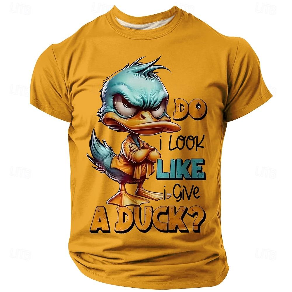 Men's duck print T-shirt Men's T-Shirt,3D Printing, O-neck ,Short Sleeve,Casual,Lightweight Top,sport Wear ,casual ,Large Size,Fashion