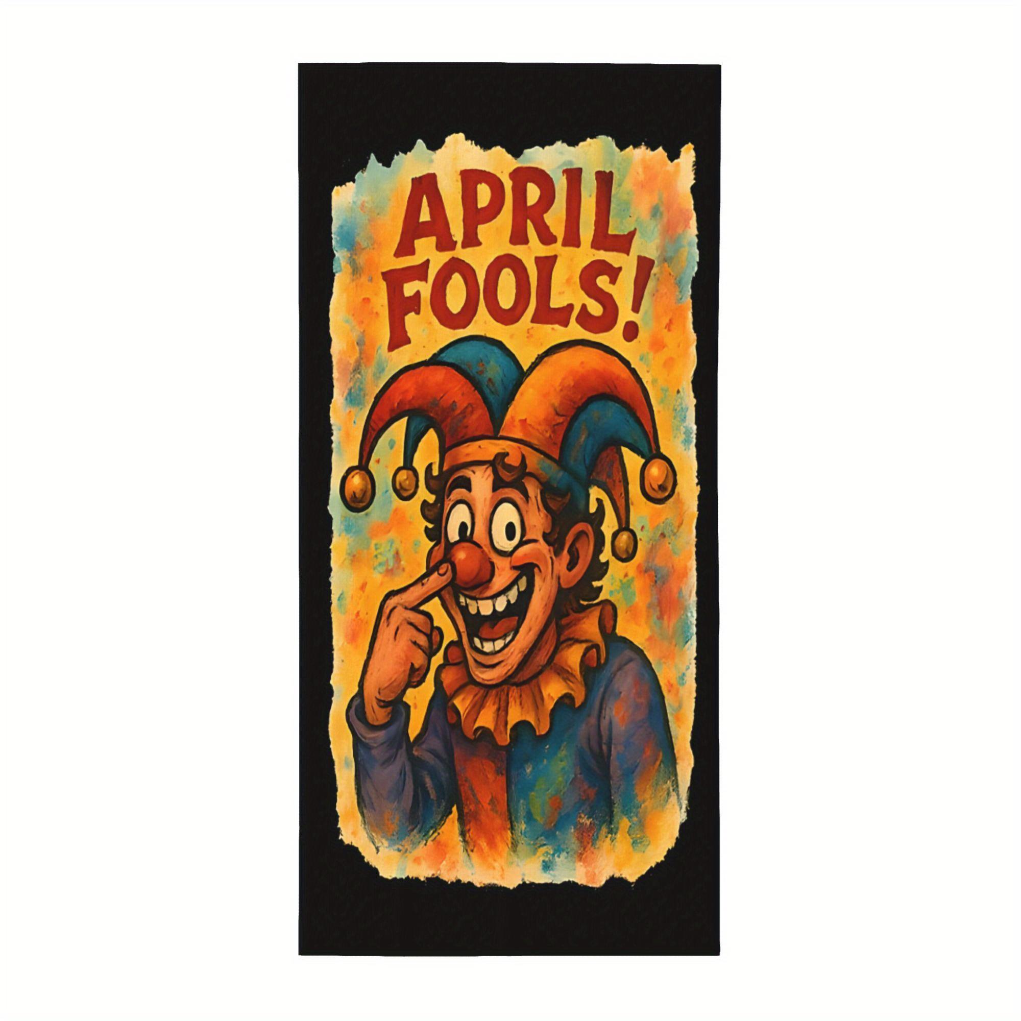 

April Fools Day Beach Towel Quick-Dry Soft Bath Swim Towel with Funny Joker Design Lightweight for Pool Travel Camping W40*H60(CM)