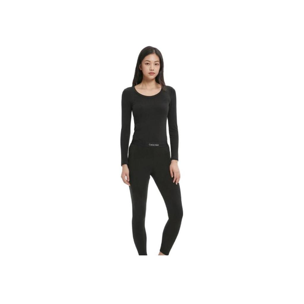 Calvin Klein Autumn And Winter Solid Color Round Neck Basic Long Sleeve T-Shirt Women Tops Black QS6894AD-UB1