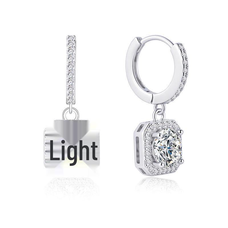 S925 Sterling Silver Moissanite Star Earrings - Luxury 1 Carat Square Studs 925 Silver