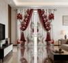 2PCS Digital Printed Curtains with Rose Swan Design, Stylish Window Drapes for Living Room Bedroom Home Decoration and Kitchen