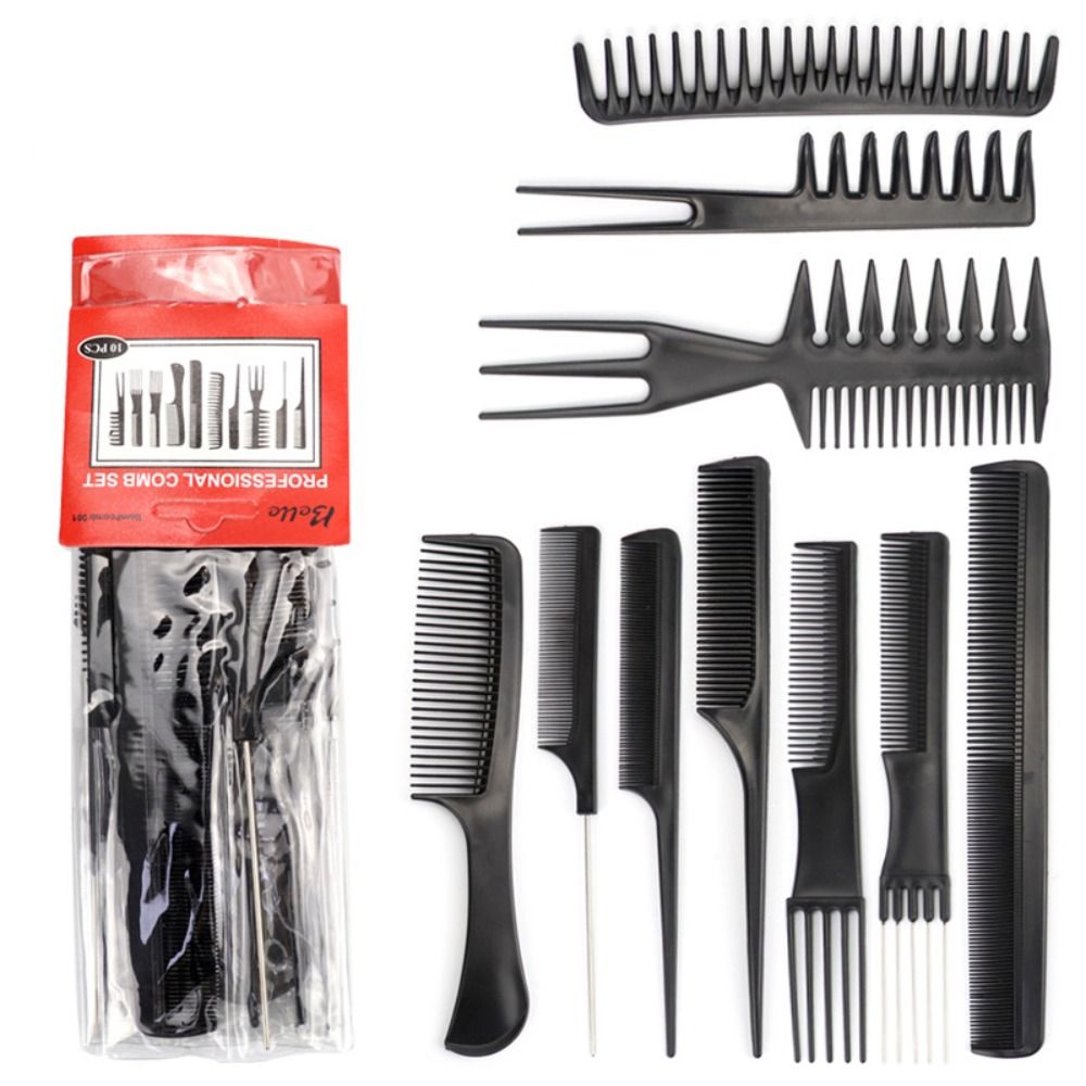 

10 шт., набор расчесок для укладки волос, черная парикмахерская щетка, новые расчески для женщин