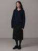 Deomiteun Daub Button Collar Knit (Navy)