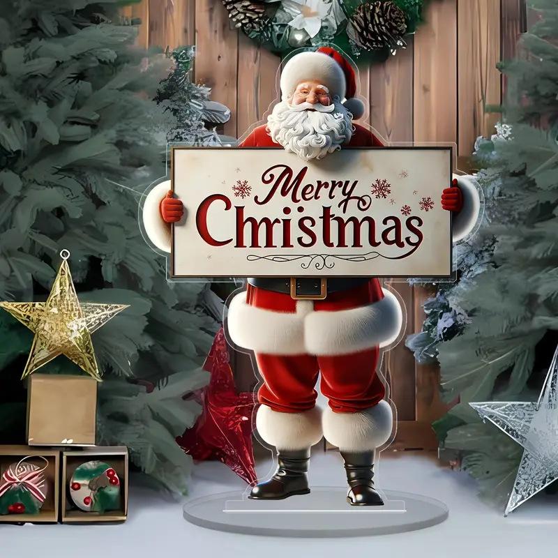 

Santa Claus Merry Christmas Acrylic Tabletop Decoration, Perfect ,Nurseries, Home Desk Living Room Decoration, Restaurant Shop Decor, Farmhouse Lake L 20*17cm